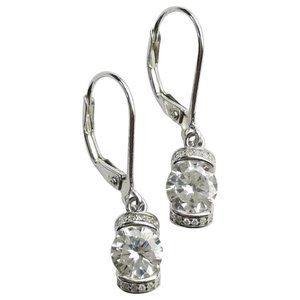 NEW, sterling silver cz lever back earrings